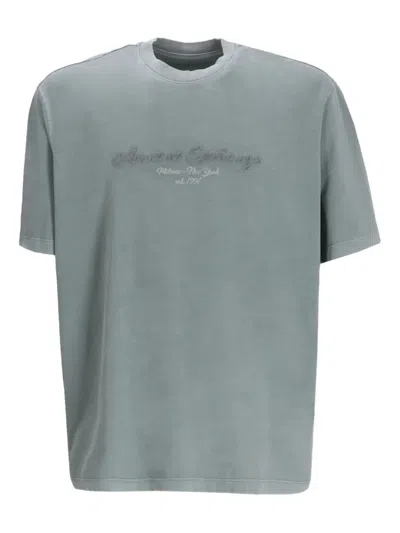 Armani Exchange Logo-embroidered T-shirt In Blue