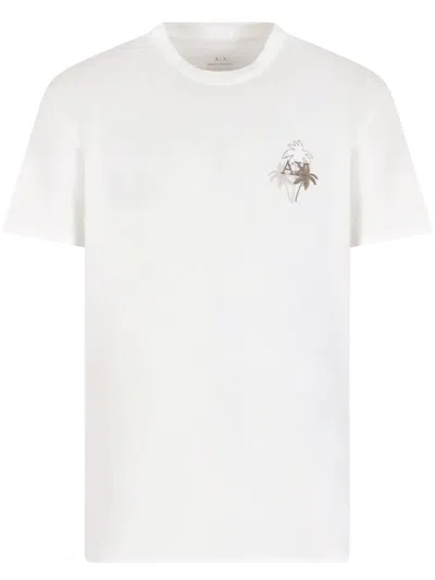 Armani Exchange Logo-embroidered T-shirt In White