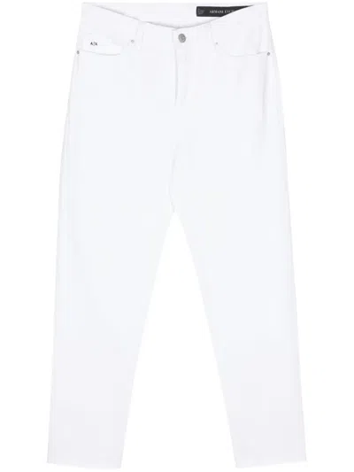 Armani Exchange Logo-embroidered Tapered Jeans In White