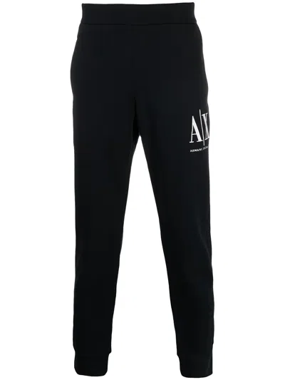 Armani Exchange Logo-embroidered Track Pants In Blue