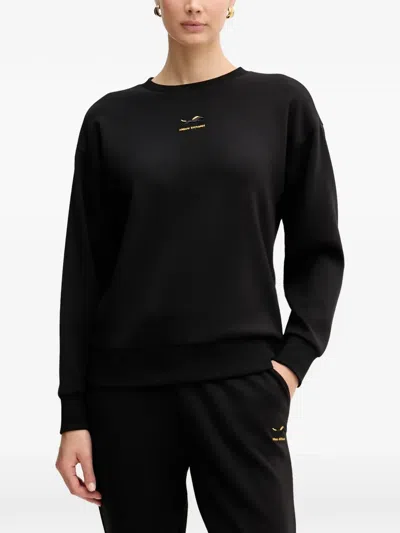 Armani Exchange Logo-embroidery Crew-neck Sweatshirt In Black