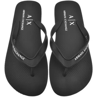 Armani Exchange Logo Flip Flops Black