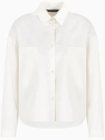 Armani Exchange Logo-jacquard Cropped Shirt In White