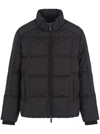 Armani Exchange Logo-jacquard Jacket In Black