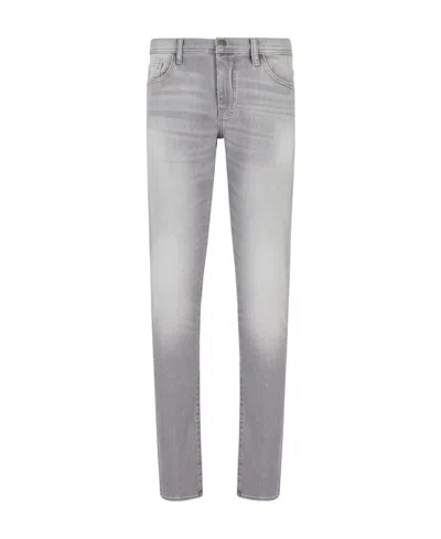 Armani Exchange Logo Jeans In Gray