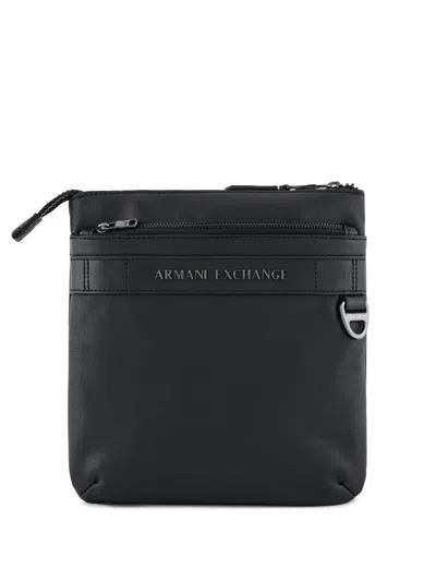 Armani Exchange Logo-lettering Messenger Bag In Black
