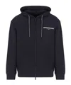Armani Exchange Logo Zip-up Cotton Jersey Hoodie In Blue