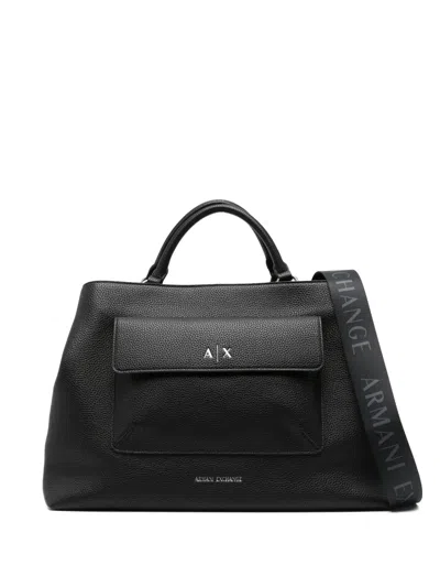 Armani Exchange Logo-lettering Tote Bag In Black