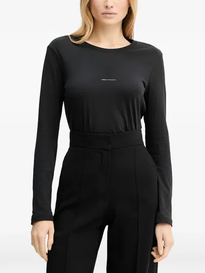 Armani Exchange Logo Long-sleeve Top In Black