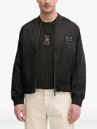 Armani Exchange Logo-patch Bomber Jacket In Black