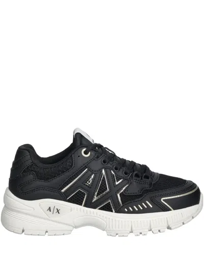 Armani Exchange Logo-patch Sneakers In Black