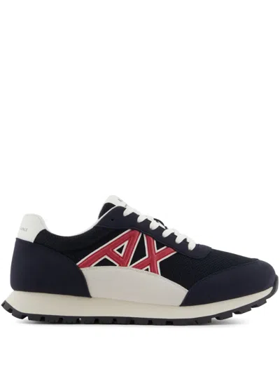 Armani Exchange Logo-patch Sneakers In Blue