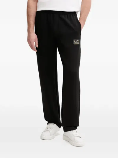 Armani Exchange Logo-patch Trousers In Black