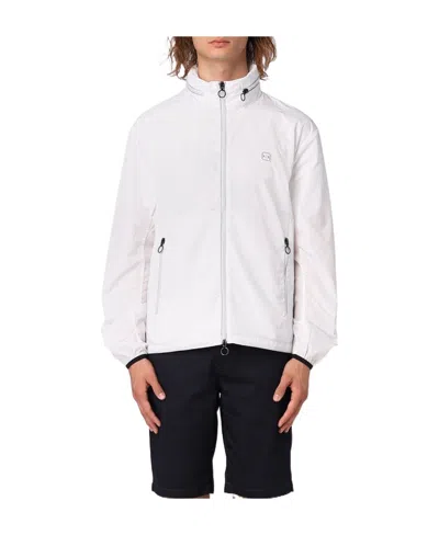 Armani Exchange Logo Patch Zipped Jacket In White