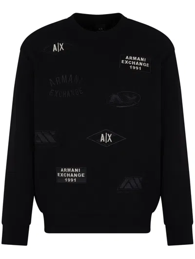 Armani Exchange Logo-patches Sweater In Black