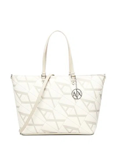 Armani Exchange Logo-pattern Tote Bag In Neutral