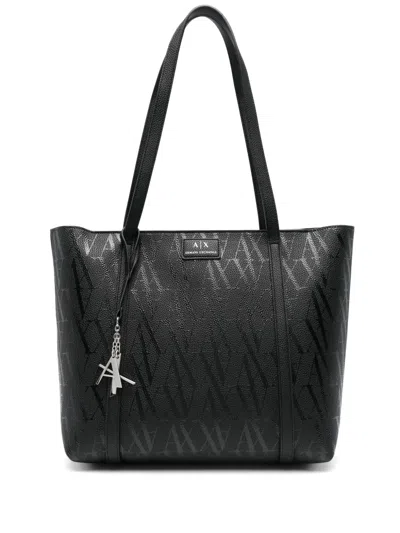 Armani Exchange Logo-pattern Tote Bag In Black