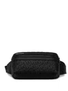 Armani Exchange Logo-patterned Belt Bag In Black