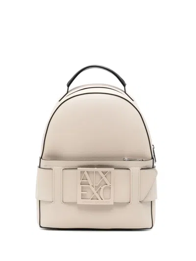 Armani Exchange Logo-plaque Backpack In Neutrals