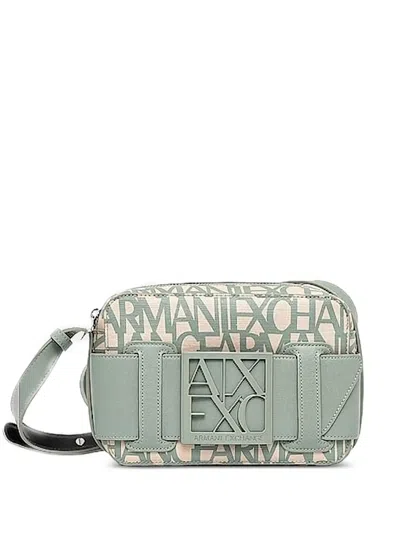 Armani Exchange Logo-plaque Buckle Satchel In Green