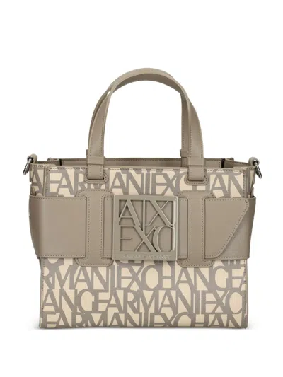 Armani Exchange Logo-plaque Buckle Tote Bag In Brown