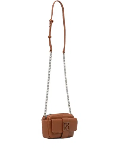 Armani Exchange Logo-plaque Chain-strap Mini Bag In Brown