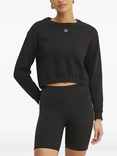 Armani Exchange Logo-plaque Crop Sweatshirt In Black
