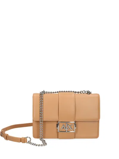 Armani Exchange Logo-plaque Crossbody Bag In Brown