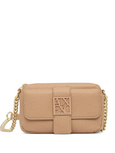Armani Exchange Logo-plaque Crossbody Bag In Neutral