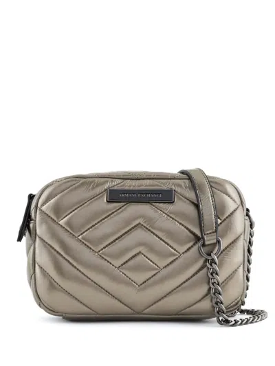 Armani Exchange Logo-plaque Crossbody Bag In Neutrals