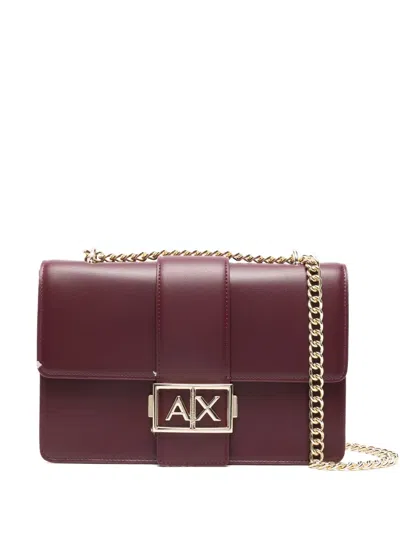 Armani Exchange Logo-plaque Crossbody Bag In Burgundy