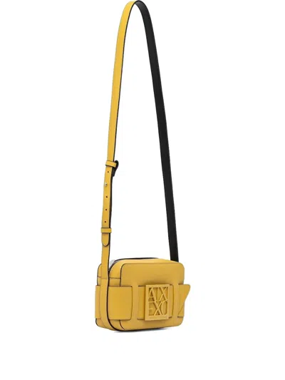 Armani Exchange Logo-plaque Flap Cross Body Bag In Yellow