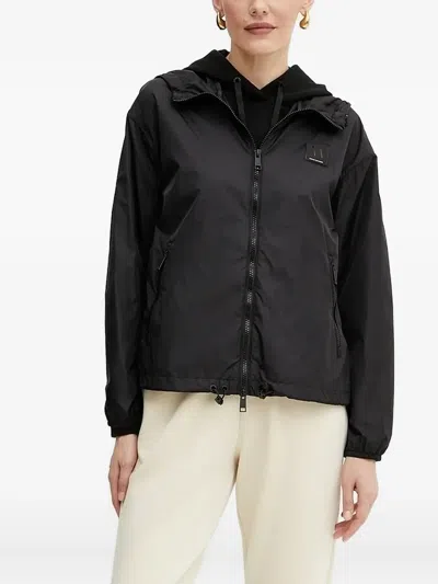 Armani Exchange Logo-plaque Hooded Jacket In Black