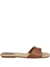 Armani Exchange Logo-plaque Leather Slides In Yellow
