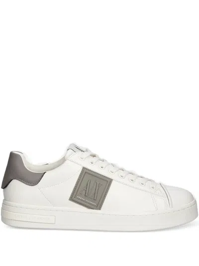 Armani Exchange Logo-plaque Leather Sneakers In White