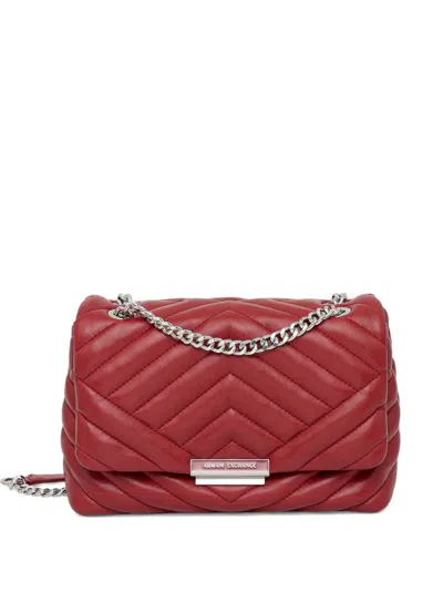 Armani Exchange Logo-plaque Quilted Cross Body Bag In Red