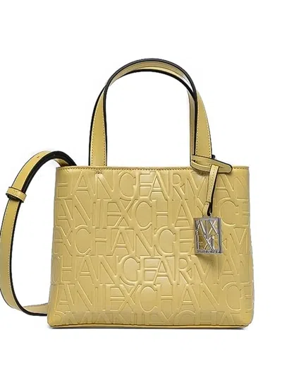Armani Exchange Logo-plaque Satchel In Yellow