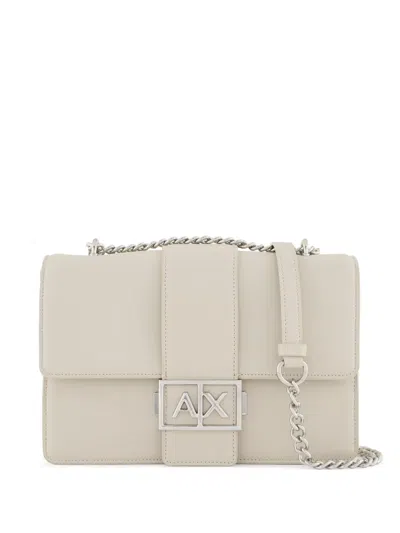 Armani Exchange Logo-plaque Shoulder Bag In Neutrals