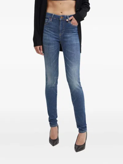 Armani Exchange Logo-plaque Skinny Jeans In Blue