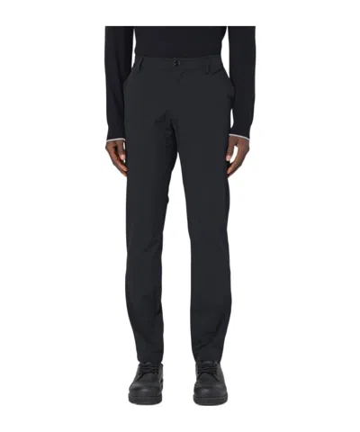 Armani Exchange Logo-plaque Straight-leg Chinos In Black