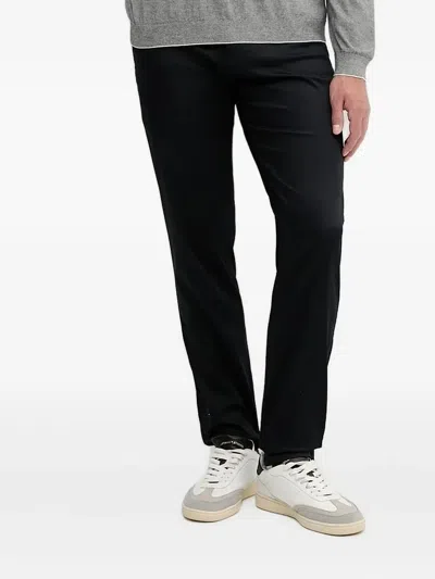 Armani Exchange Logo-plaque Straight-leg Trousers In Black