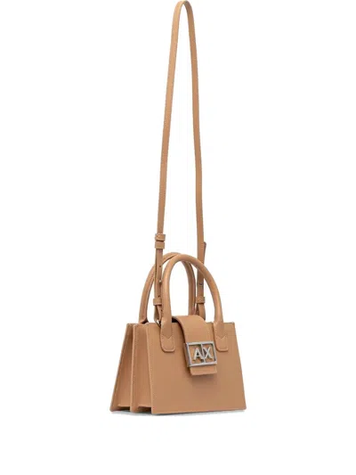 Armani Exchange Logo-plaque Top-handle Tote Bag In Brown
