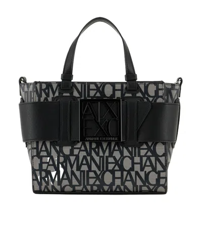 Armani Exchange Logo-plaque Tote Bag In Black