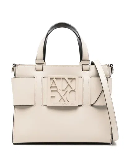 Armani Exchange Logo-plaque Tote Bag In Beige