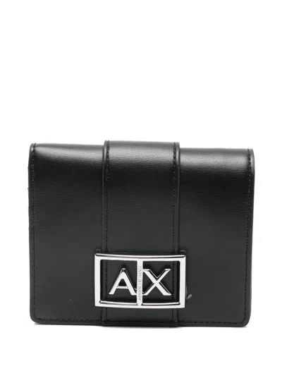 Armani Exchange Logo Plaque Wallet In Black