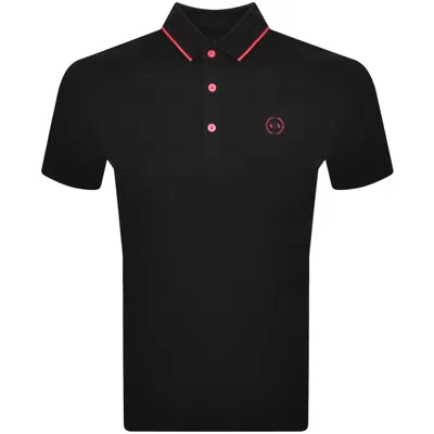 Armani Exchange Logo Polo T Shirt Black