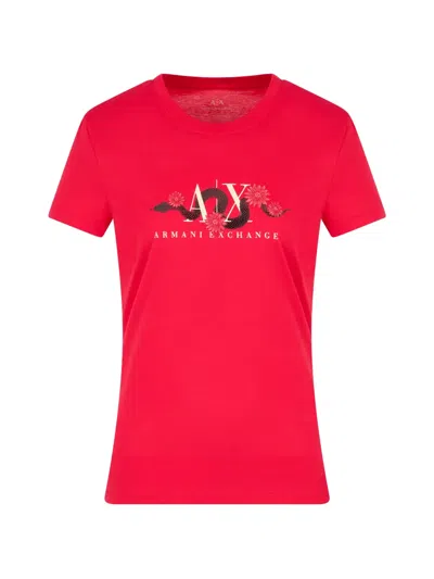 Armani Exchange Logo-print Crew-neck T-shirt In Red