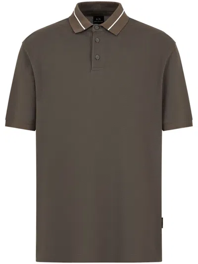 Armani Exchange Logo Print-detailing Polo Shirt In Green