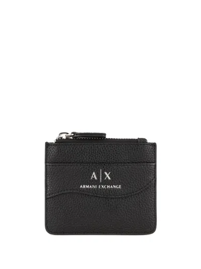 Armani Exchange Logo-print Grained Wallet In Black