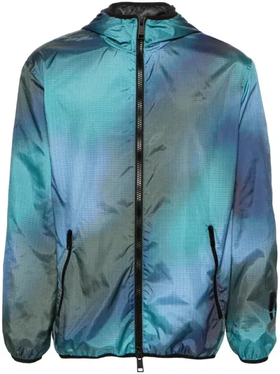 Armani Exchange Logo-print Hooded Jacket In Blue